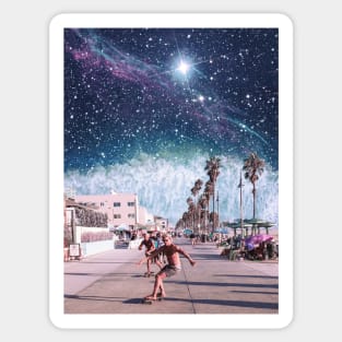 Starry Waves - Space Aesthetic, Retro Futurism, Sci Fi Sticker